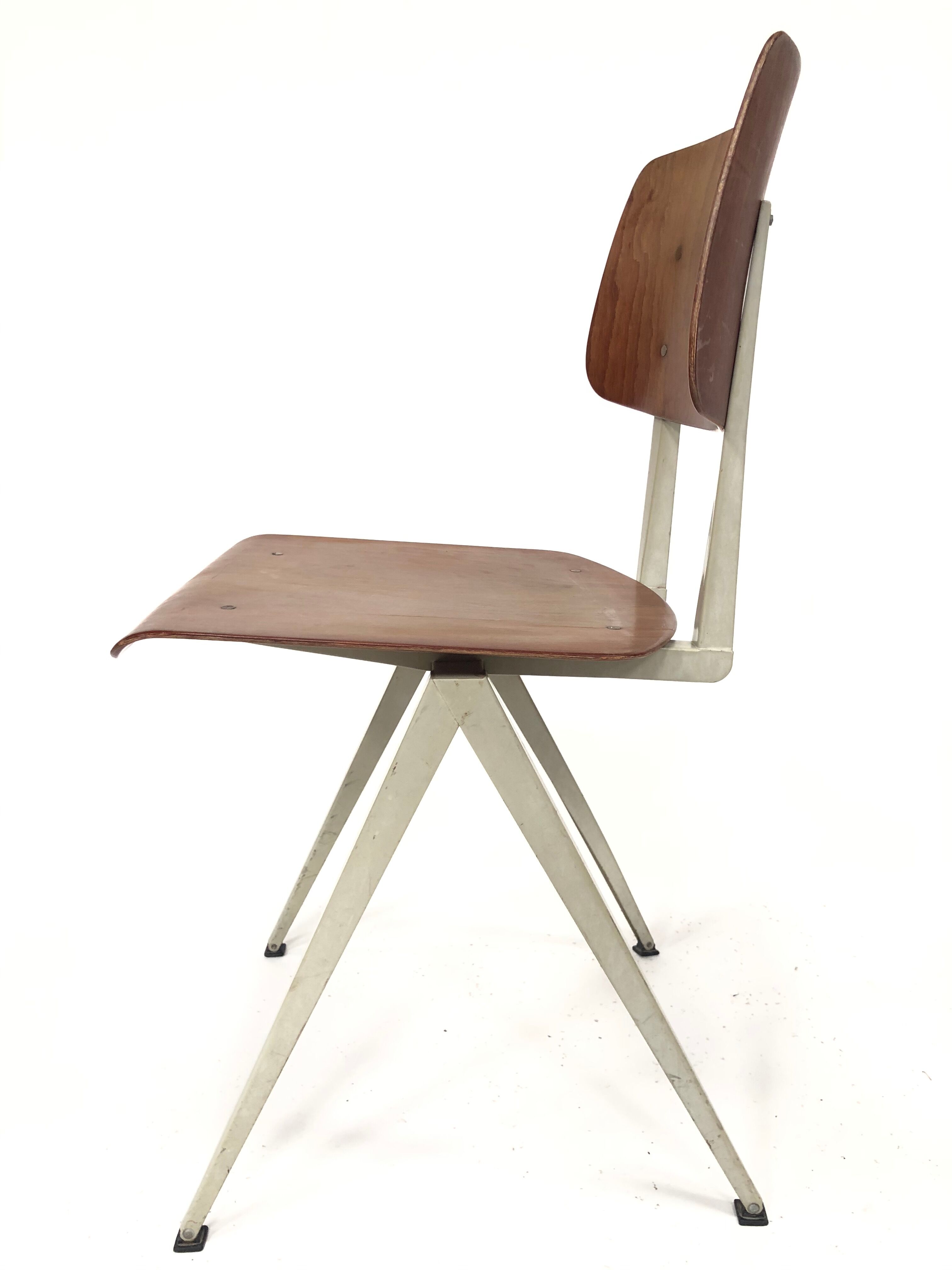 Lot of 4 vintage school chairs Galvanitas S16 Netherlands