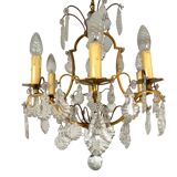 Set of 2 bronze chandeliers with tassels (crystal)