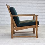 1970s, Scandinavian lounge chair, green furniture wool, solid oak wood.