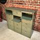 Vintage industrial furniture with metal clamshell atal