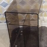 Michel Dumas smoked Plexiglas rolling table.