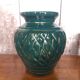 Old vallauris vase green ceramic & vintage gold decor #a798