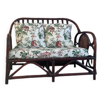 Vintage rattan 2-seater sofa