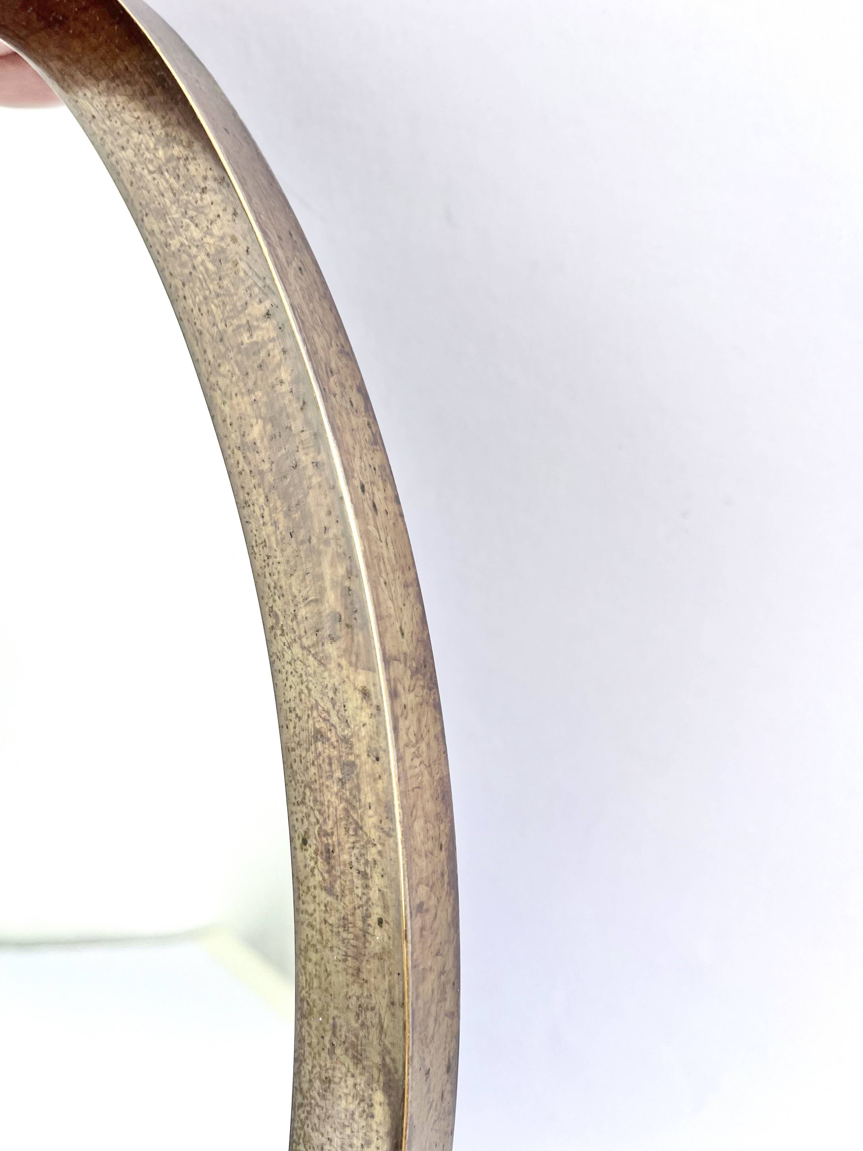 Oval Patinated Bronze Mirror 1950