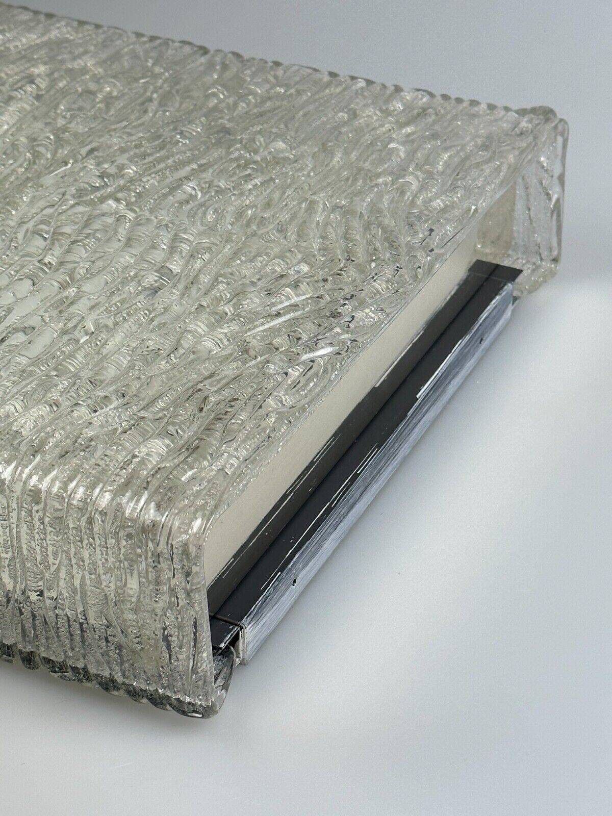 60s 70s ice glass flush mount ceiling lamp by Kaiser Leuchten Germany