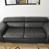 3-seater sofa in anthracite grey cowhide