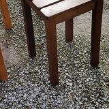 Set of 4 vintage stools in solid beech with slats
