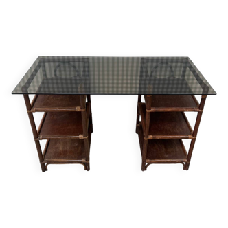 Bureau en rotin 70s