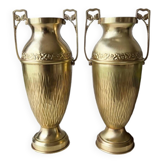 Old pair of brass amphorae