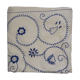 Old white background and blue embroidery.