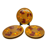St Clément plates in French slip, orange and red decor Vintage