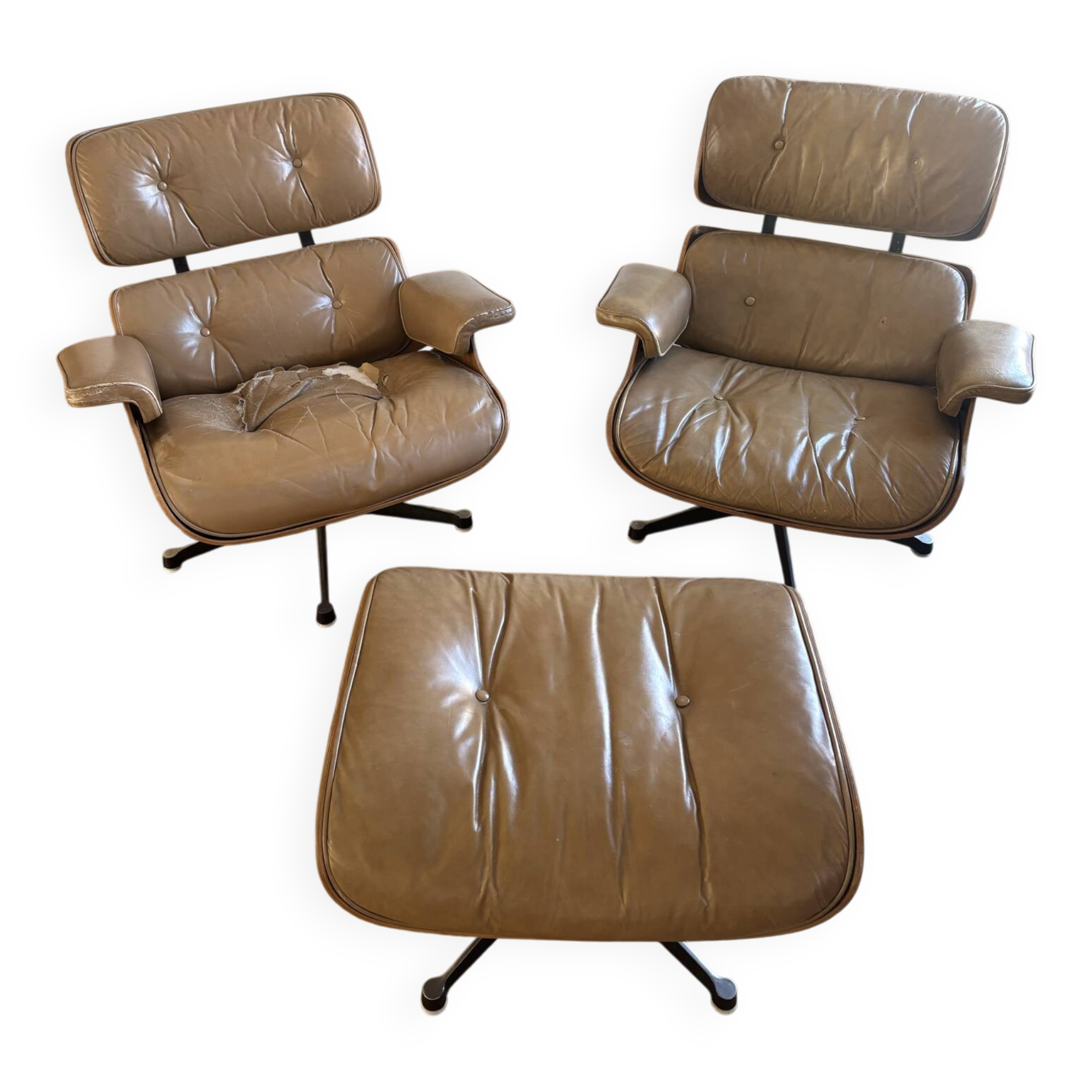 Armchairs and footrests by Charles & Ray Eames