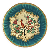 Old Longwy enamelled bird plate