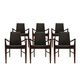 Arne Vodder Mid-Century Modern Set of Six Leather Dyrlund Danish Chairs, 19