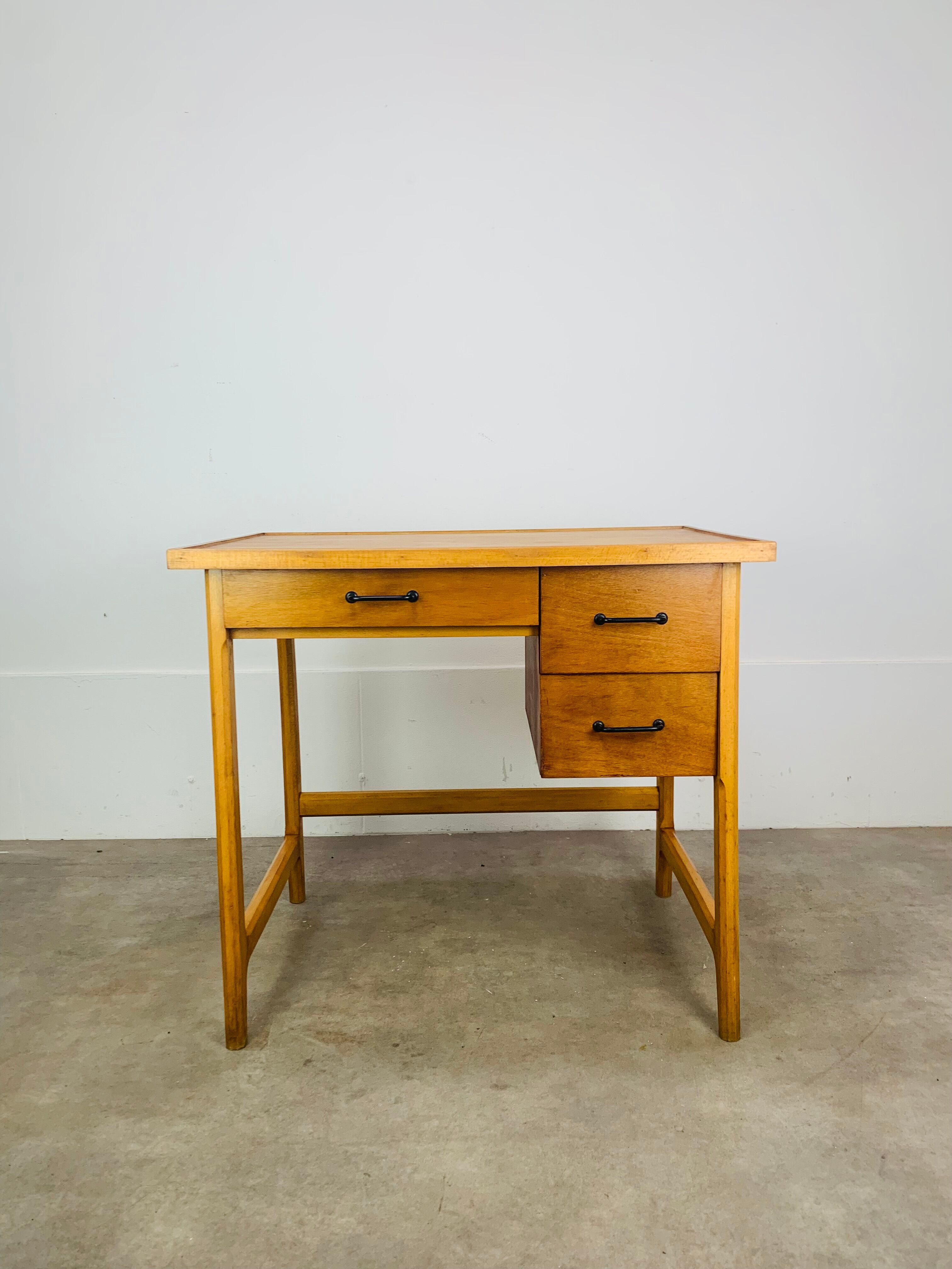 1950s wooden desk reconstruction, vintage