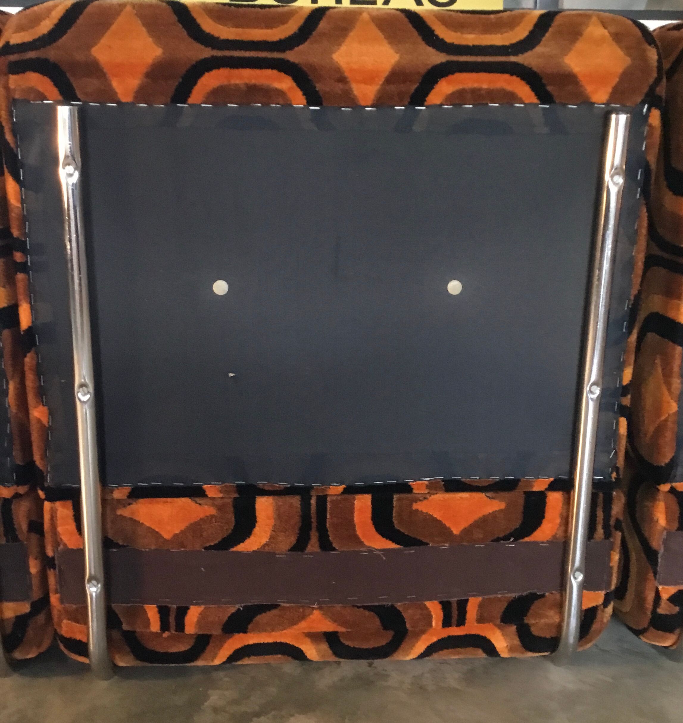 Vintage 1970s orange geometric patterned space-age armchair
