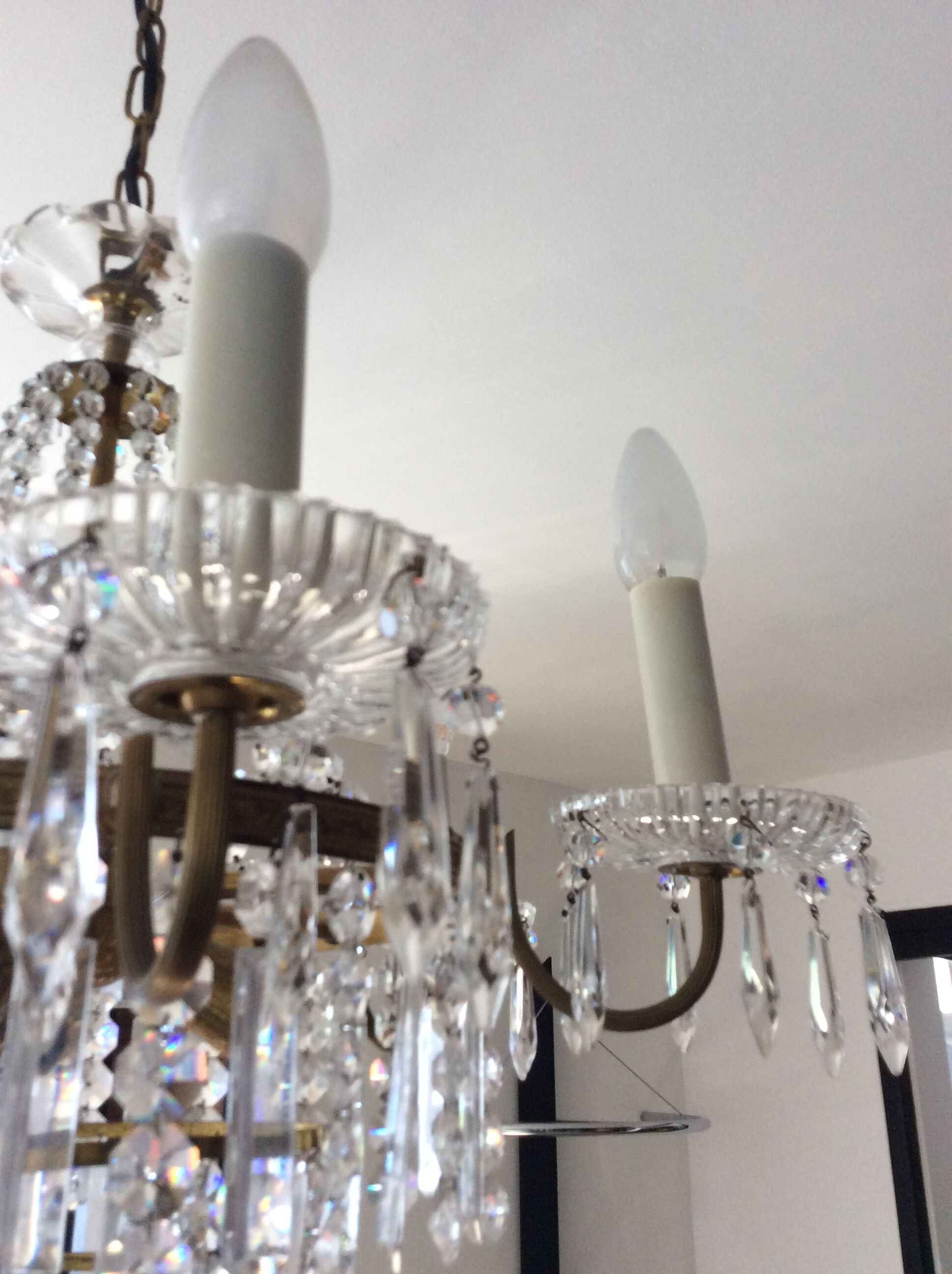 Old hot air balloon chandelier with crystal and bronze grapevines 9 fires