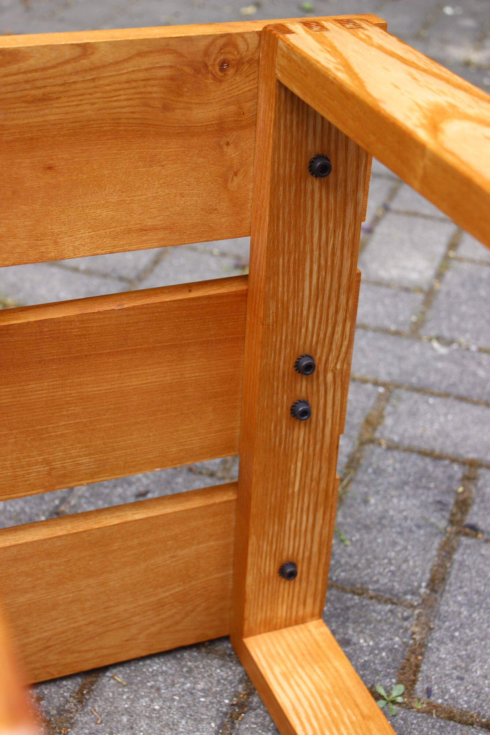 Vintage solid wood stool, modernist design 1970s