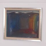 Original mid-century Swedish oil on panel – “City” by Tore Hultcrantz – vintage & framed – 74 × 62 cm (29.1" × 24.4")