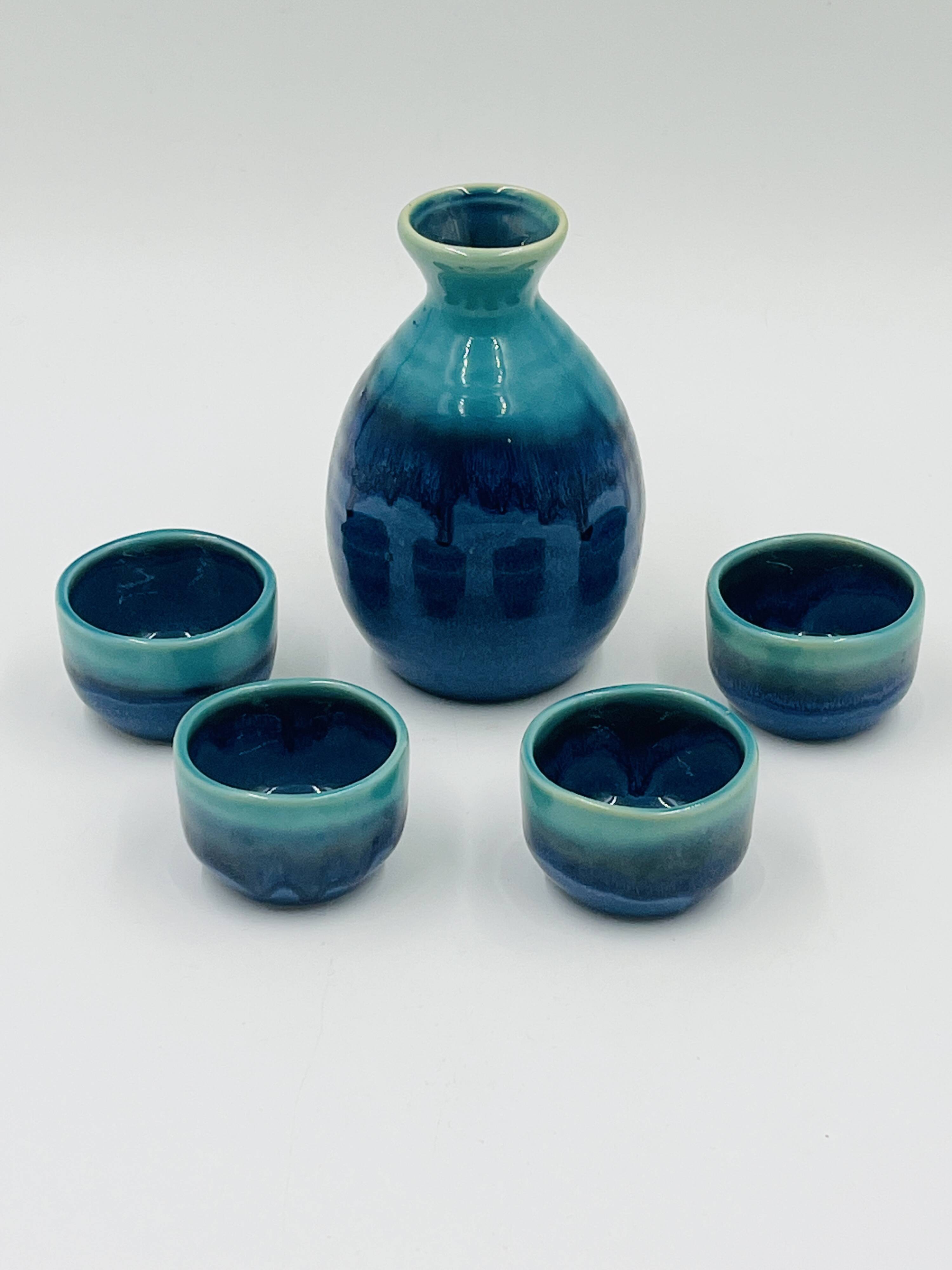 Japanese sake service in Mino Seiryu ceramic.