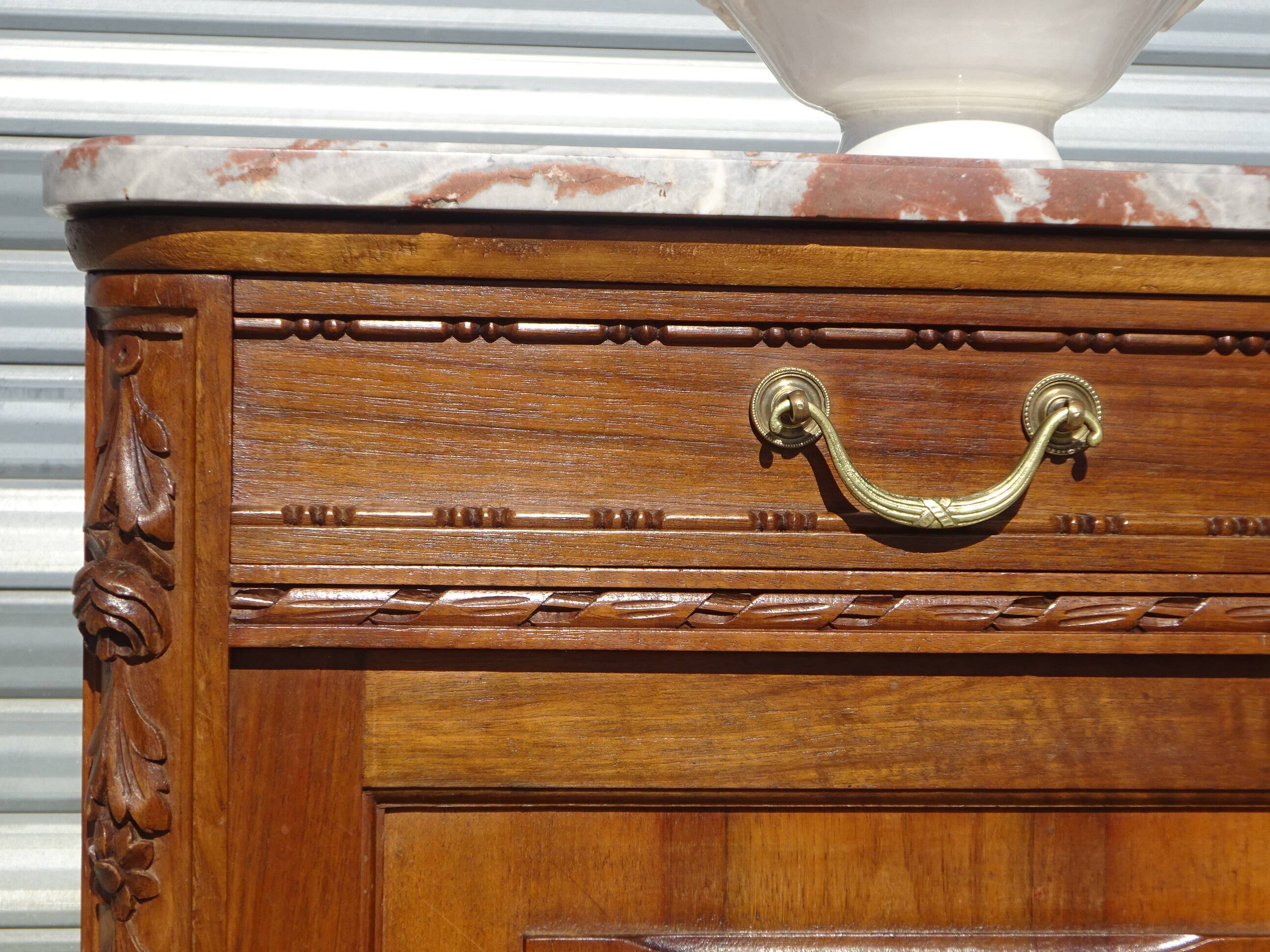 Art Deco walnut sideboard with marble top