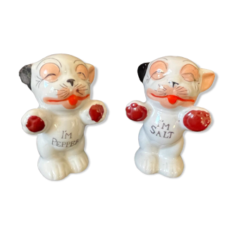 Salt shaker or pepper shaker bonzo porcelain dog bulldog salt pepper puppy japan art deco