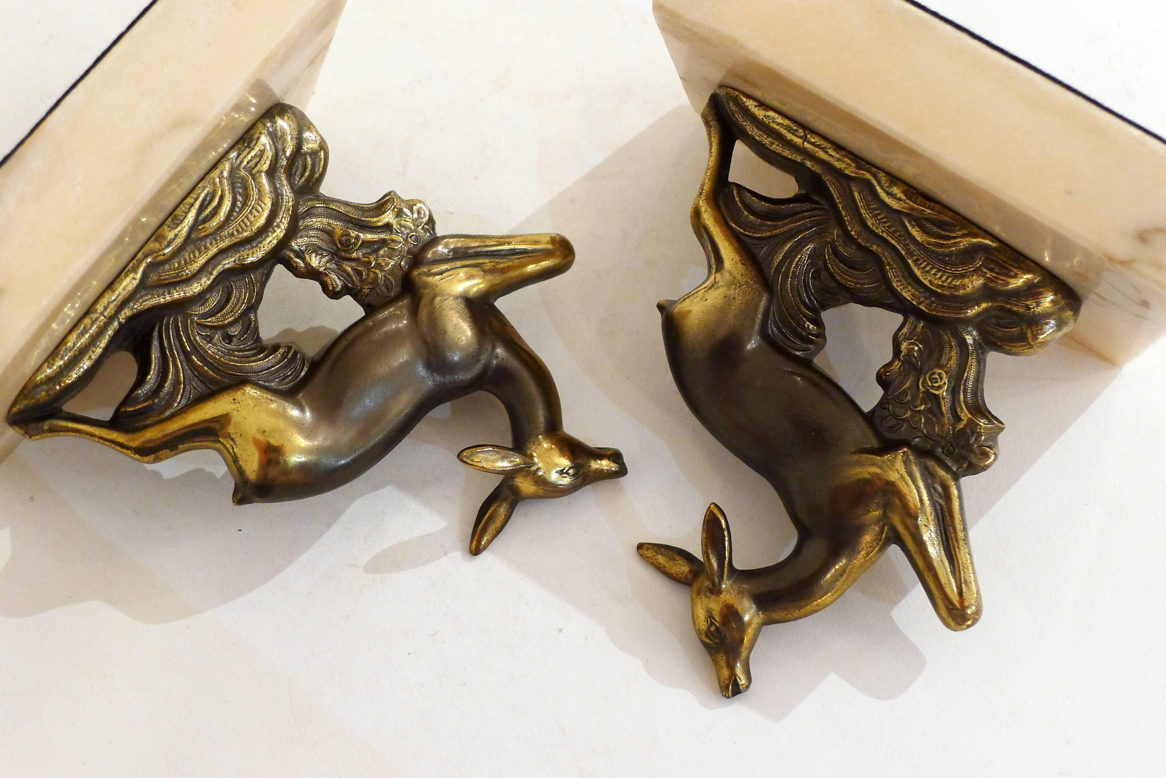 Pair of Art Deco deer book greenhouses