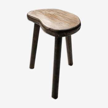 Handcrafted oak bean-shaped stool