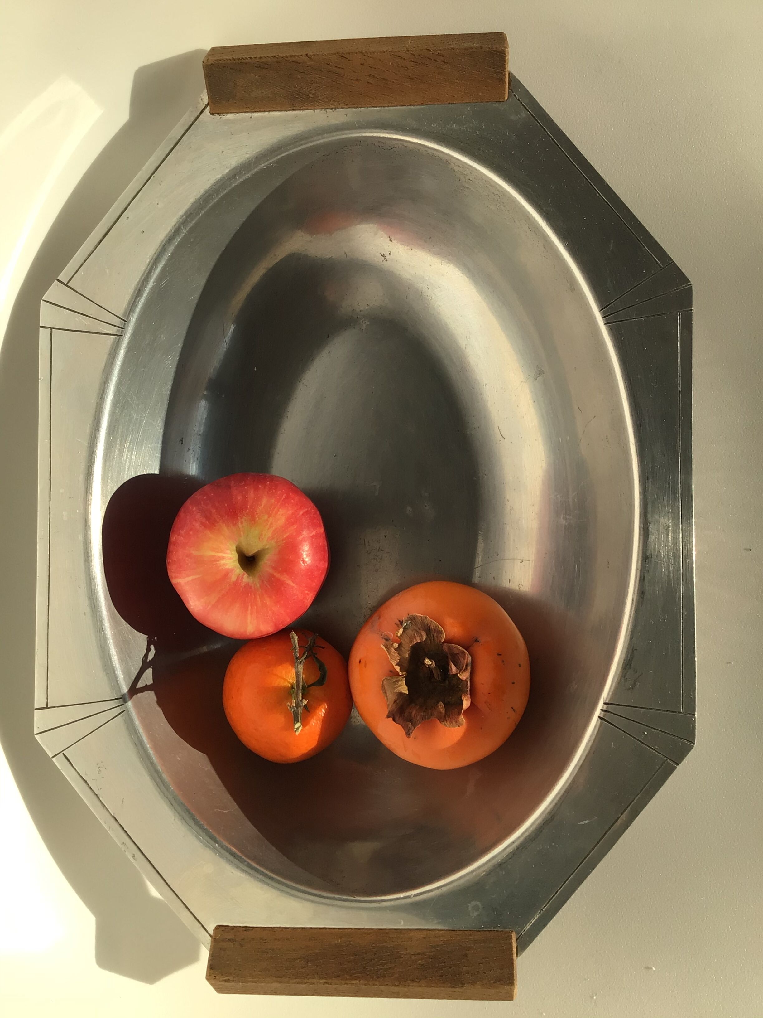 Cut art deco metal octagonal wooden handles