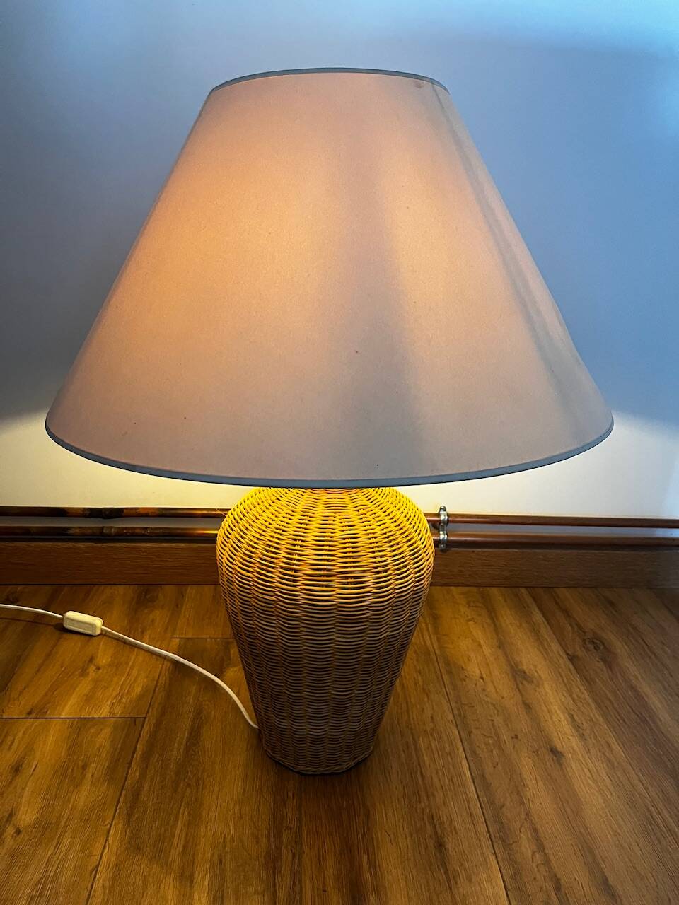 Vintage woven wicker lamp