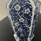 Vintage porcelain vase with white and blue decor