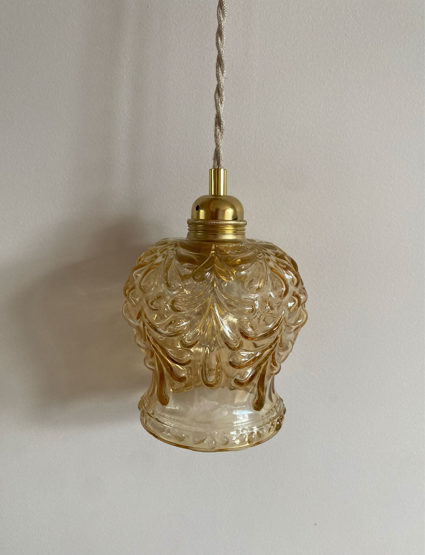 Vintage amber glass globe lamp