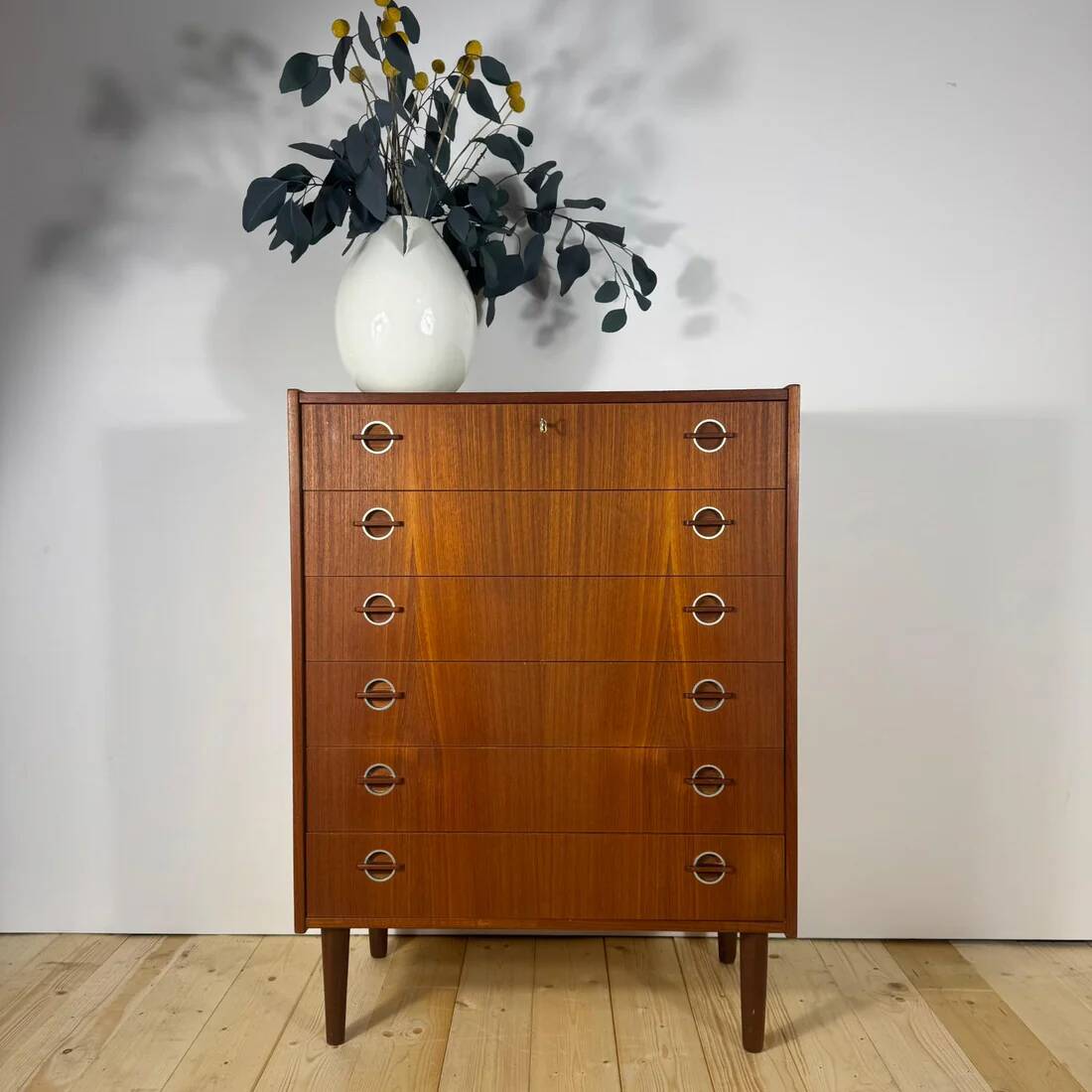 Danish 1960s teak chest of drawers with metal insert