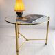 French brass and glass round cocktail table in the style of Maison Baguès