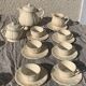 Digoin sarreguemines earthenware tea set consisting of 15 pieces antique cream