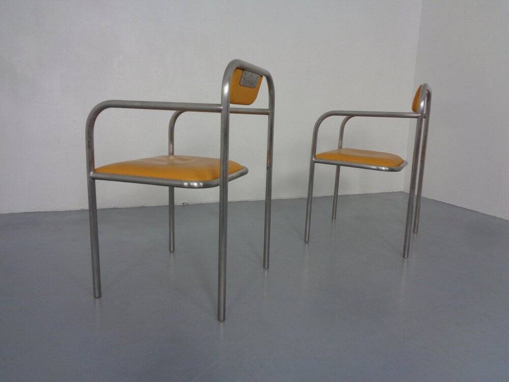 Set of Minimalist Tubular Steel Armchairs by Thomas Wendtland, 1970s