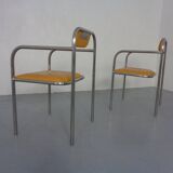 Set of Minimalist Tubular Steel Armchairs by Thomas Wendtland, 1970s