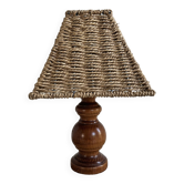 Wooden lamp, rope shade, 70s