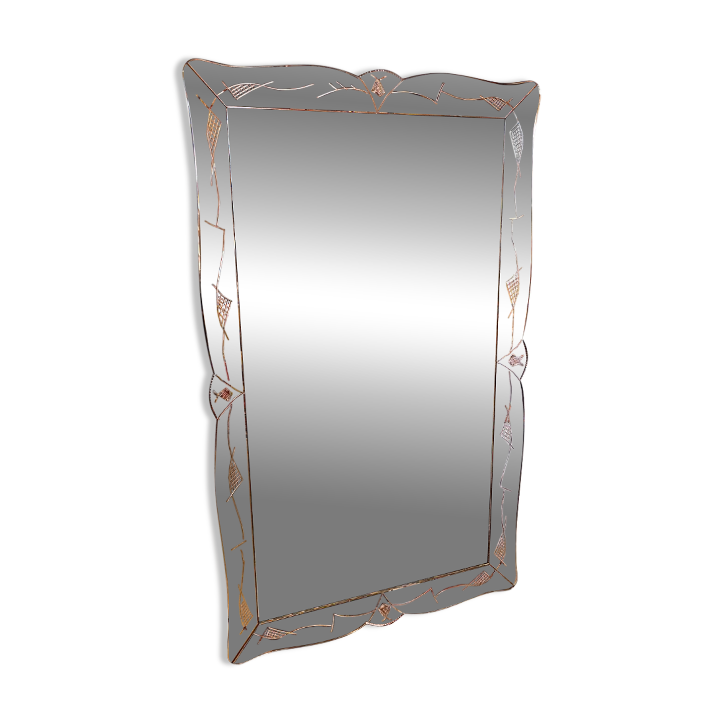 Very Large French Art Deco Venetian Style Mirror, 1930s