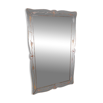 Très grand miroir vénitien de style Art Déco français, années 1930