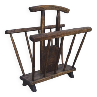 Brutalist oak magazine rack