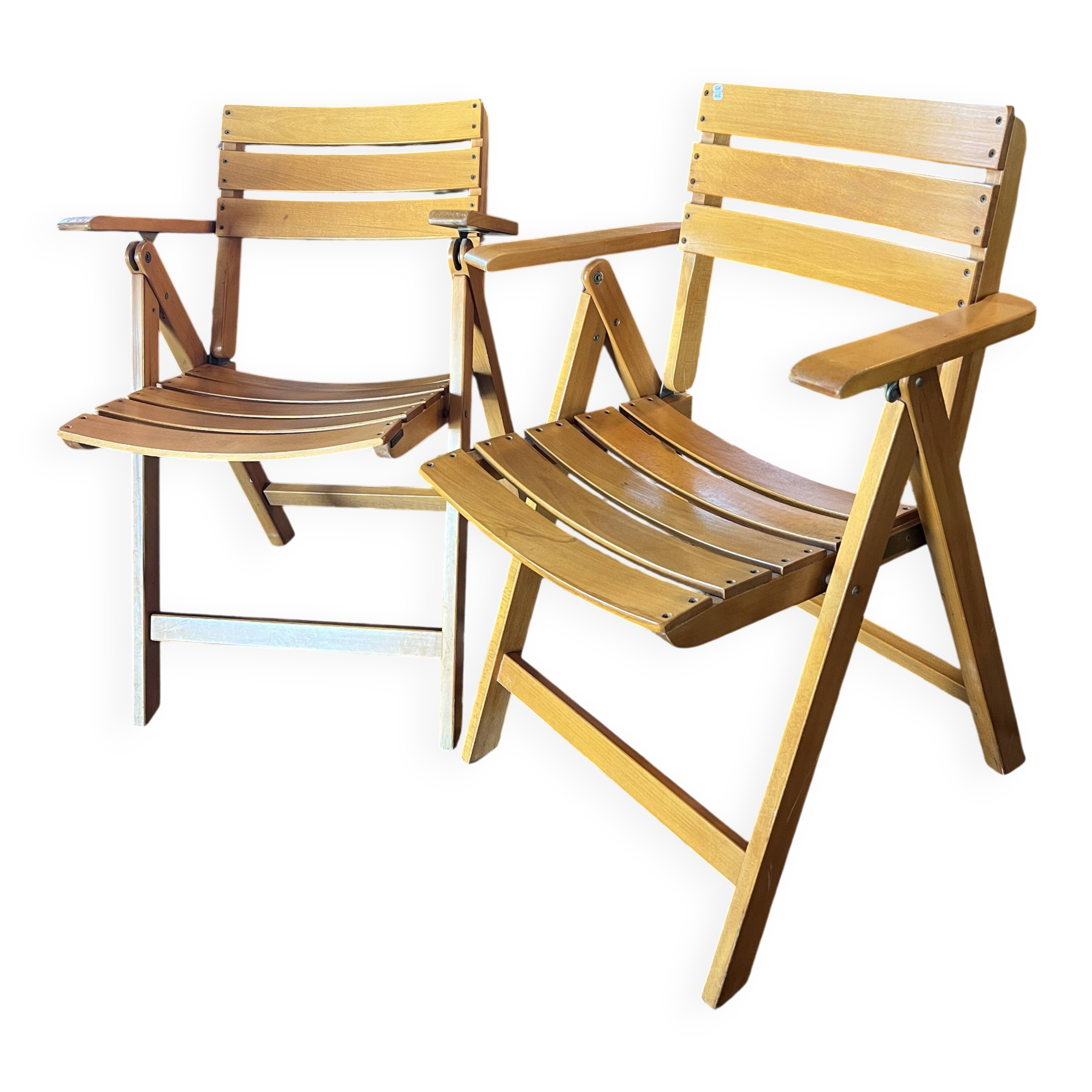 Pair of Wooden Folding Armchairs by Clairitex