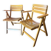 Pair of Wooden Folding Armchairs by Clairitex