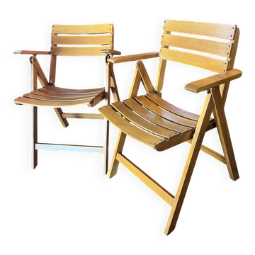 Paire de fauteuils Pliants en Bois par Clairitex