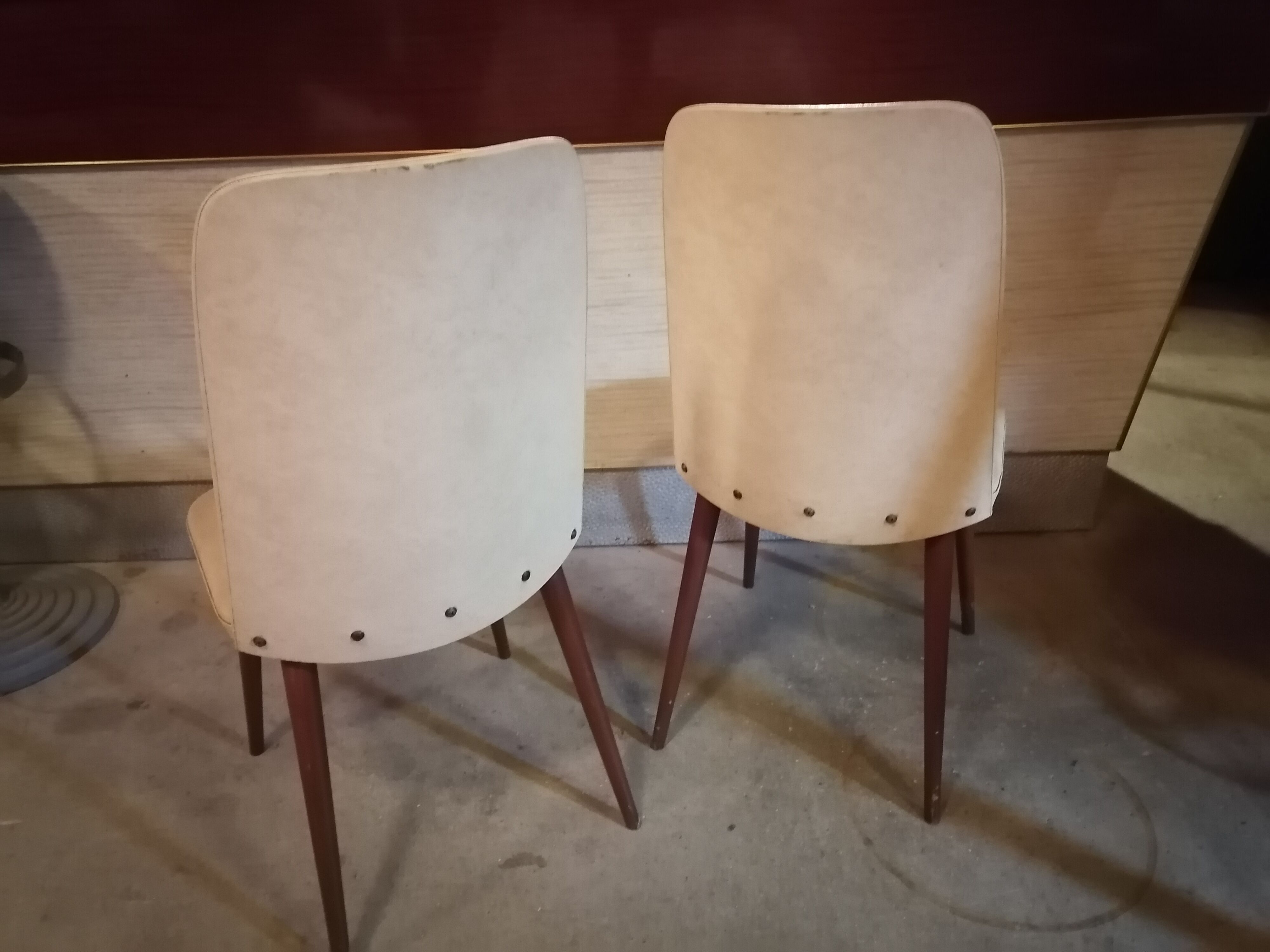 Lot of 2 chairs Scandinavian style 1960 50 Skai marble cream