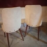 Lot of 2 chairs Scandinavian style 1960 50 Skai marble cream