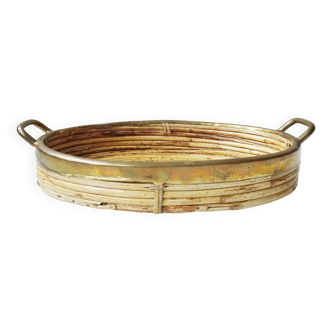 Rattan and brass tray, Gabriella Crespi style serving tray ​