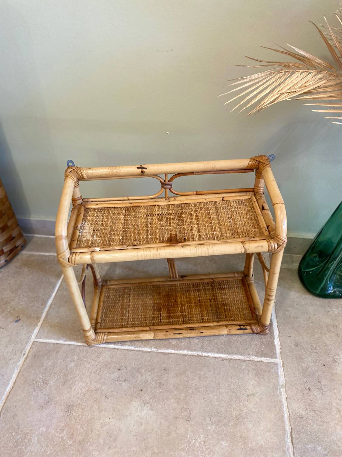 Vintage rattan shelf