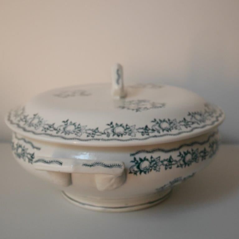 Soup bowl Saint Amand, green pattern - model 4025