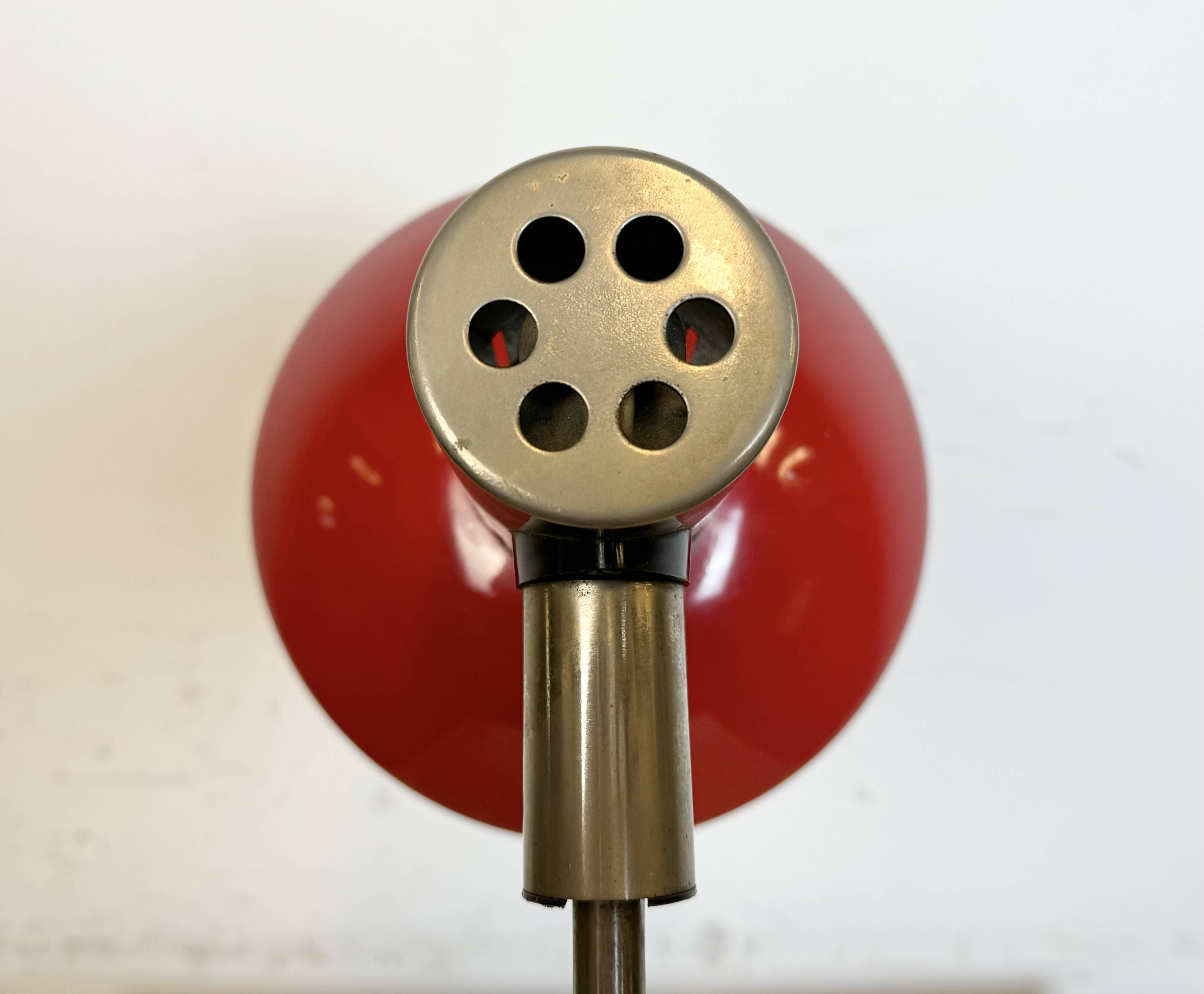 Vintage red east german table lamp from aka leuchten, 1970s